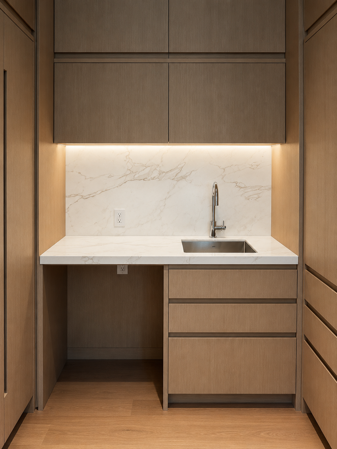Butler's Pantry with Marble Backsplash